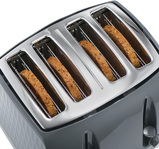 Russell Hobbs Honey Comb Grey 4 Slice  Toaster