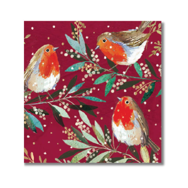 Christmas cards featuring Robins on Red