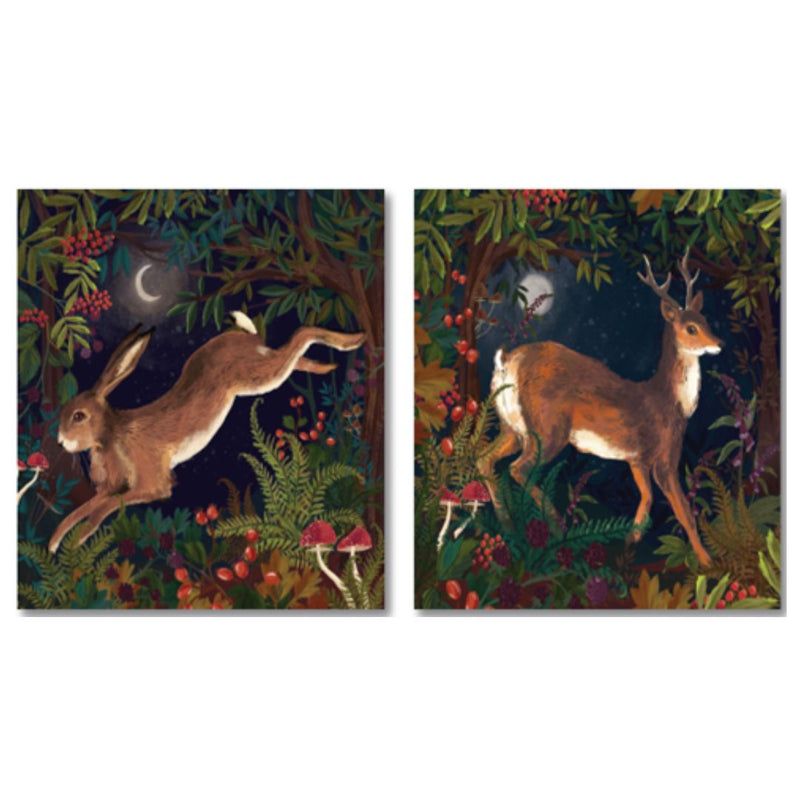 Luxury Pack of 8 Christmas Cards - Featuring Hare & Deer Designs - Album Fold