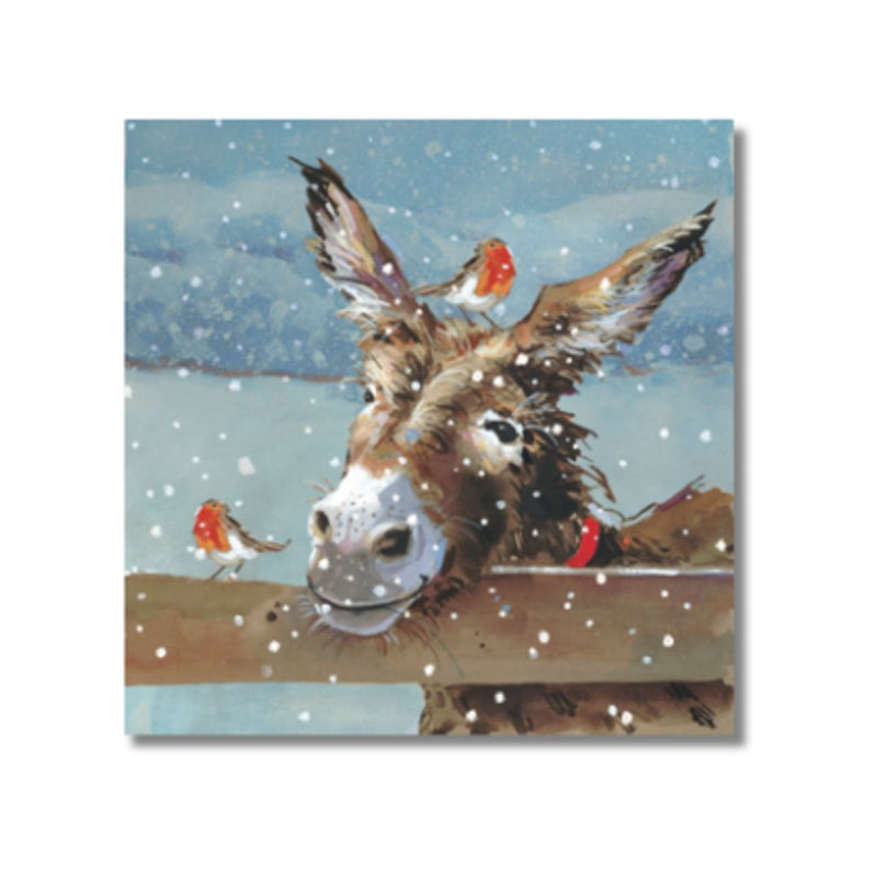 Donkey and Robin- Christmas Card