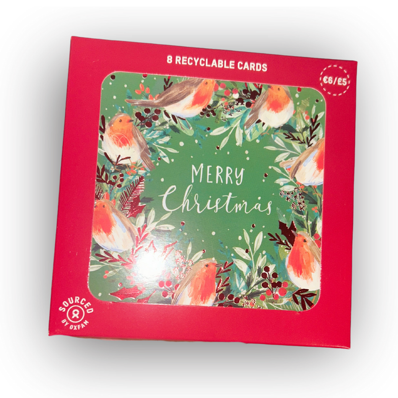 Robins on Green- Christmas Cards